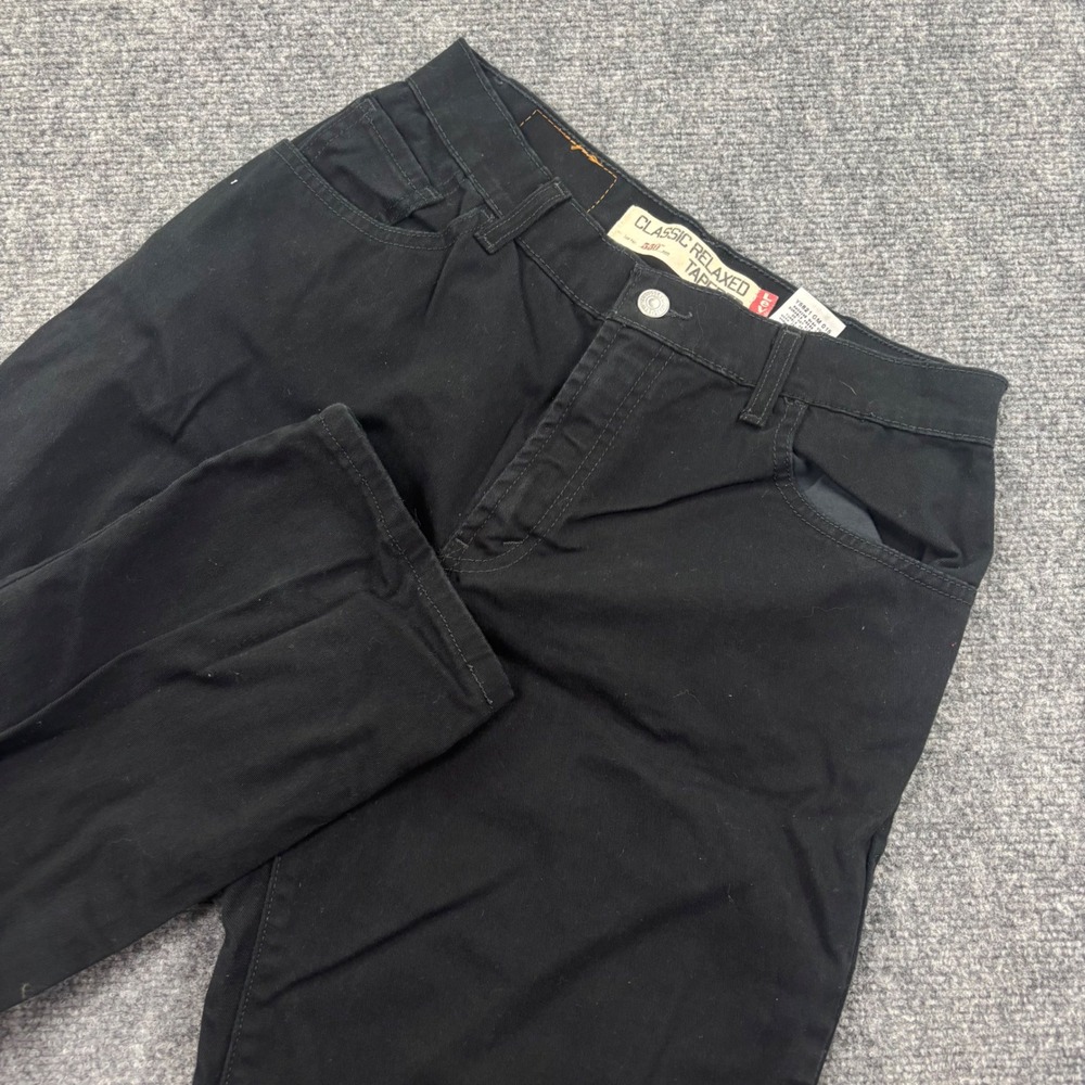 Levi 550 Classic Relaxed Tapered Jeans 10 M Black Stretch Denim Mens